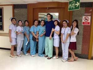 My stellar team of nurses, nursing assistants, and pharmacists at Chiangmai Ram Hospital the day before I left.